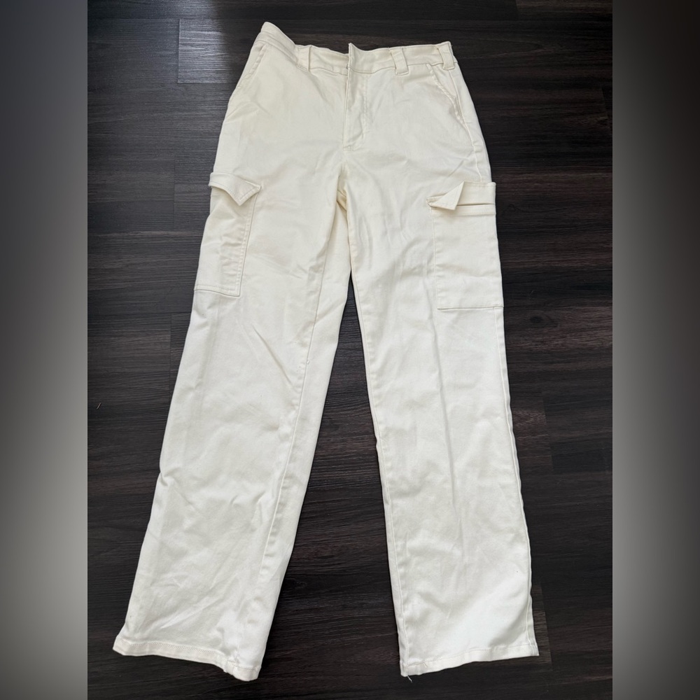 Cream Straight Leg Jeans